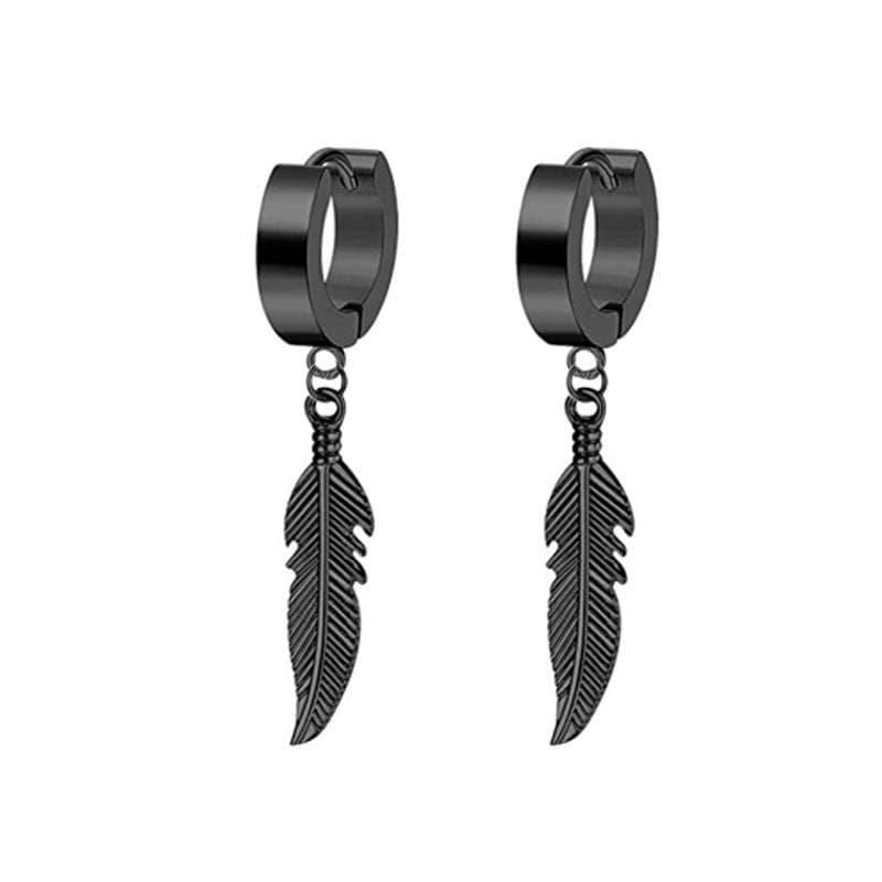 2Pcs Men's and Women's personalized pointy tapered Titanium steel Earrings Retro Simple Circle earrings Hip Hop ear clips