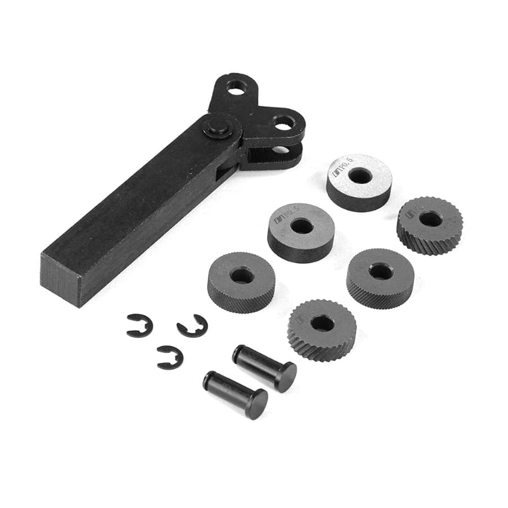 7pcs Steel Dual Wheel Knurling Tool Set with 0.5mm 1mm 2mm Wheel Linear Pitch Knurl Kit Lathe black