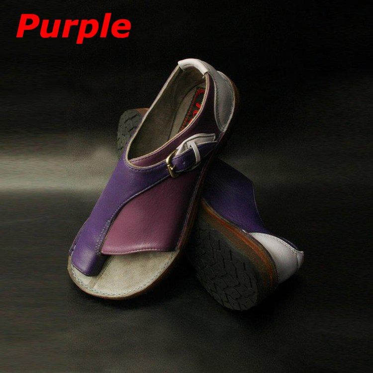 2022 Summer New Women's Color Matching Sandals Flat Buckle Sandals 38 purple