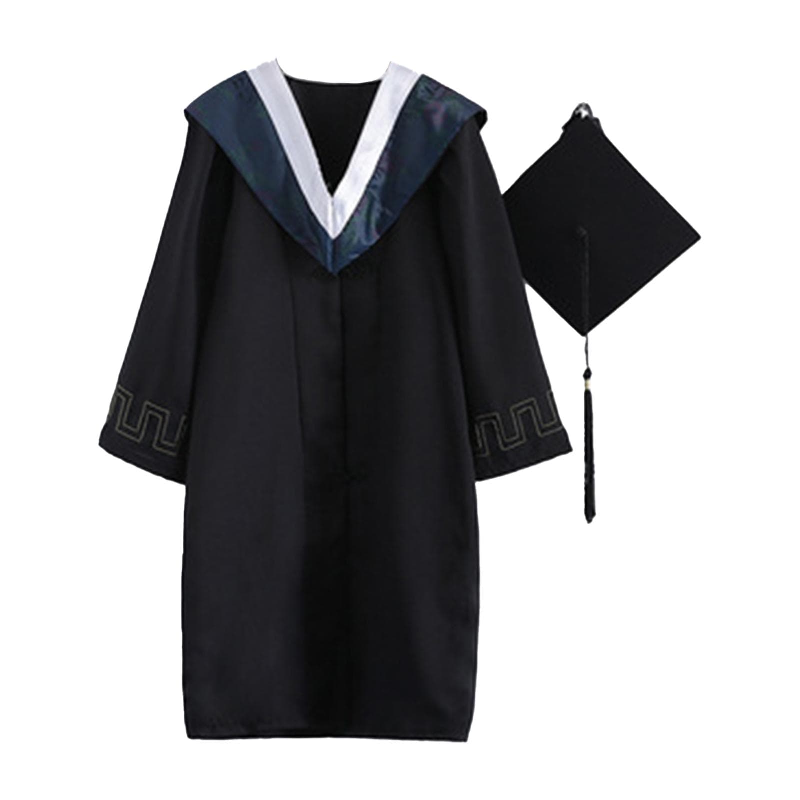 2021 Adult Graduation Gown Long Sleeve University Academic DresS Zip Closure Plus size Graduation Gown Robe Mortarboard-Cap XL