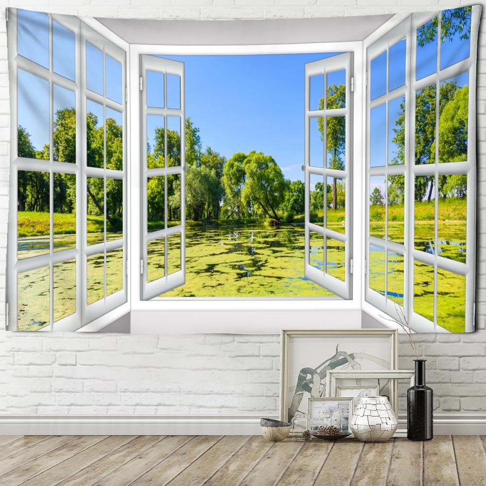 Seaside Scenery Tapestry Wall Hanging Bohemian Art Living Room Window Painting Simple Nordic Home Decor 230x150cm