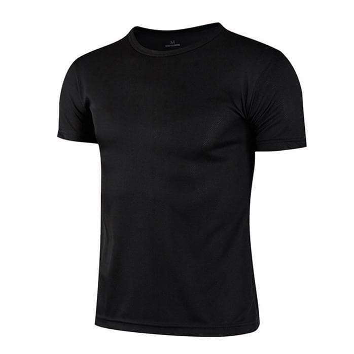 Summer Round Neck T-shirt Quick Dry Clothes Work Clothes Short-sleeved T-shirt L black