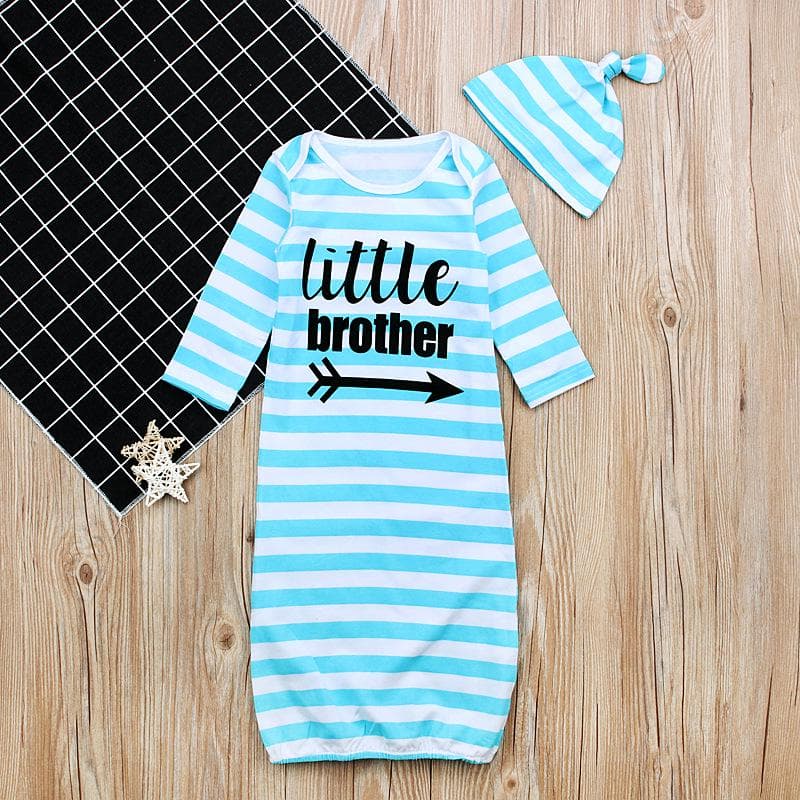 Striped Long-Sleeve Two-Piece Sleeping Bag for Kids - Breathable and Anti-Kick Design One Size
