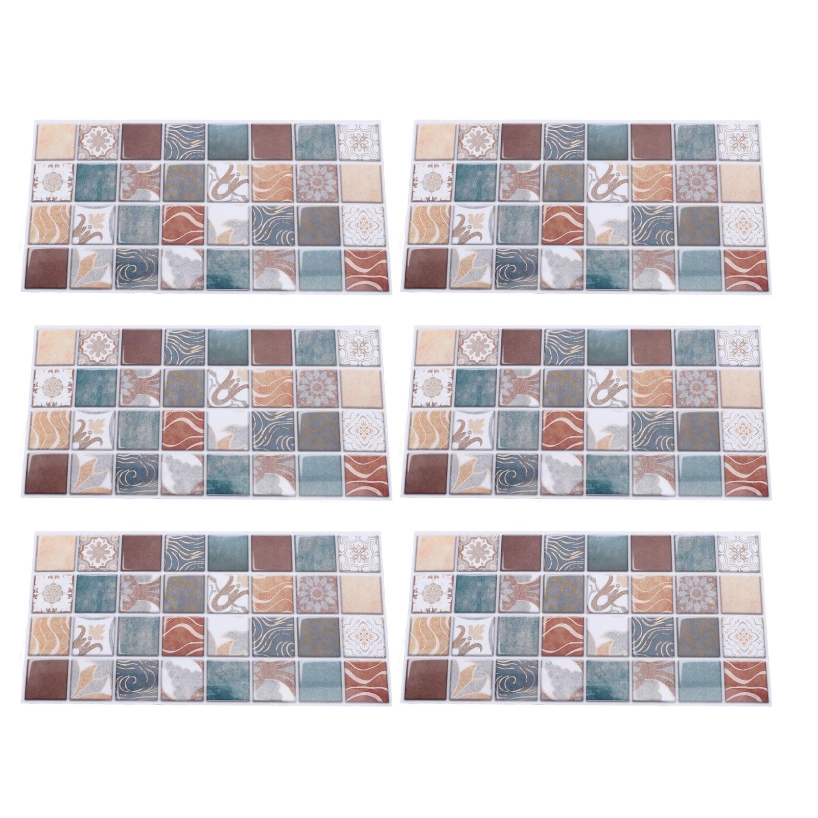 6 PCS Kitchen Backsplash Wallpaper PVC Self Adhesive Waterproof Oil Resistant Peel and Stick