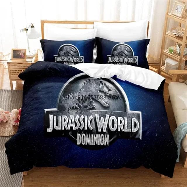 Red Jurassic Park Bedding Set Cartoon Home Textiles For Kids Bed Set Comforter Cover Bedroom Set Queen Dinosaur Duvet Cover EU Double(200x200cm)