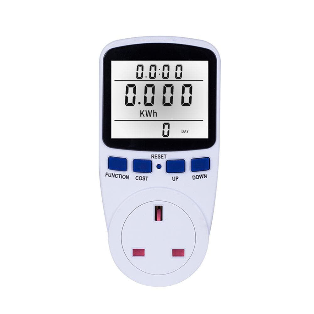 LCD Display Electricity Usage Power Meter Socket Energy Watt Volt Amps Wattage KWH Consumption With Backlight-UK Plug