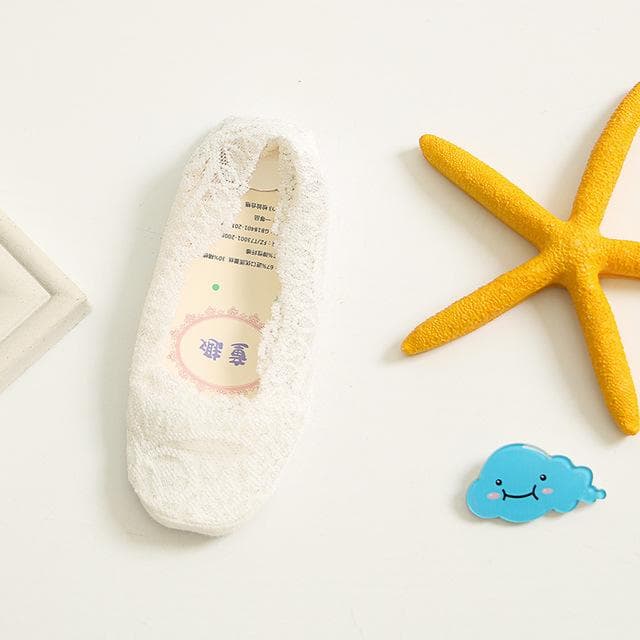 YUBAOBEI Summer Newborn Girls Solid Color Baby Lace Socks Breathable Floor Boat Socks Toddler S white