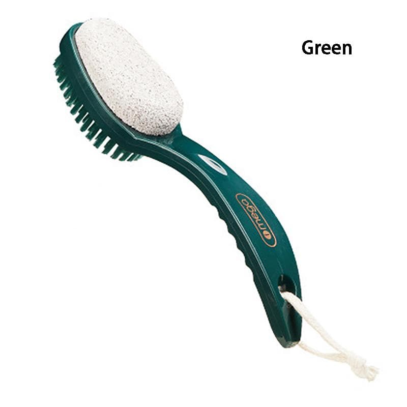 2 In 1 Pumice Stone Foot Brush Scrubber With Handle Feet Exfoliating Dead Skin Remover Massage Brush Pedicure Tool Unisex green