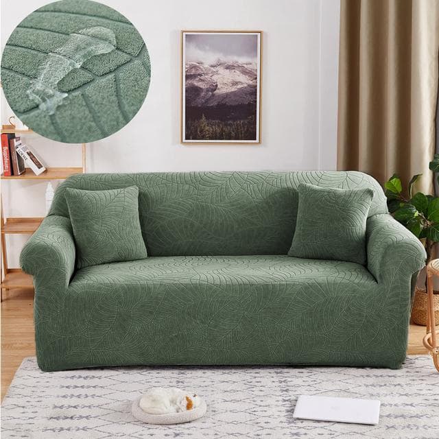 Waterproof Solid Elastic Sofa Cover Stretch Jacquard Spandex Armsofa Cover For Living Room 1 /2 /3 /4 Seats 3 seat 175-220cm cyan