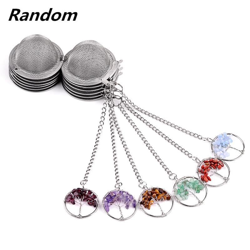 Tea Strainer Natural Stone Tree Of Life Stainless Steel Strainer For Making Tea Seasoning Bag Spice Box Accessory 5cm