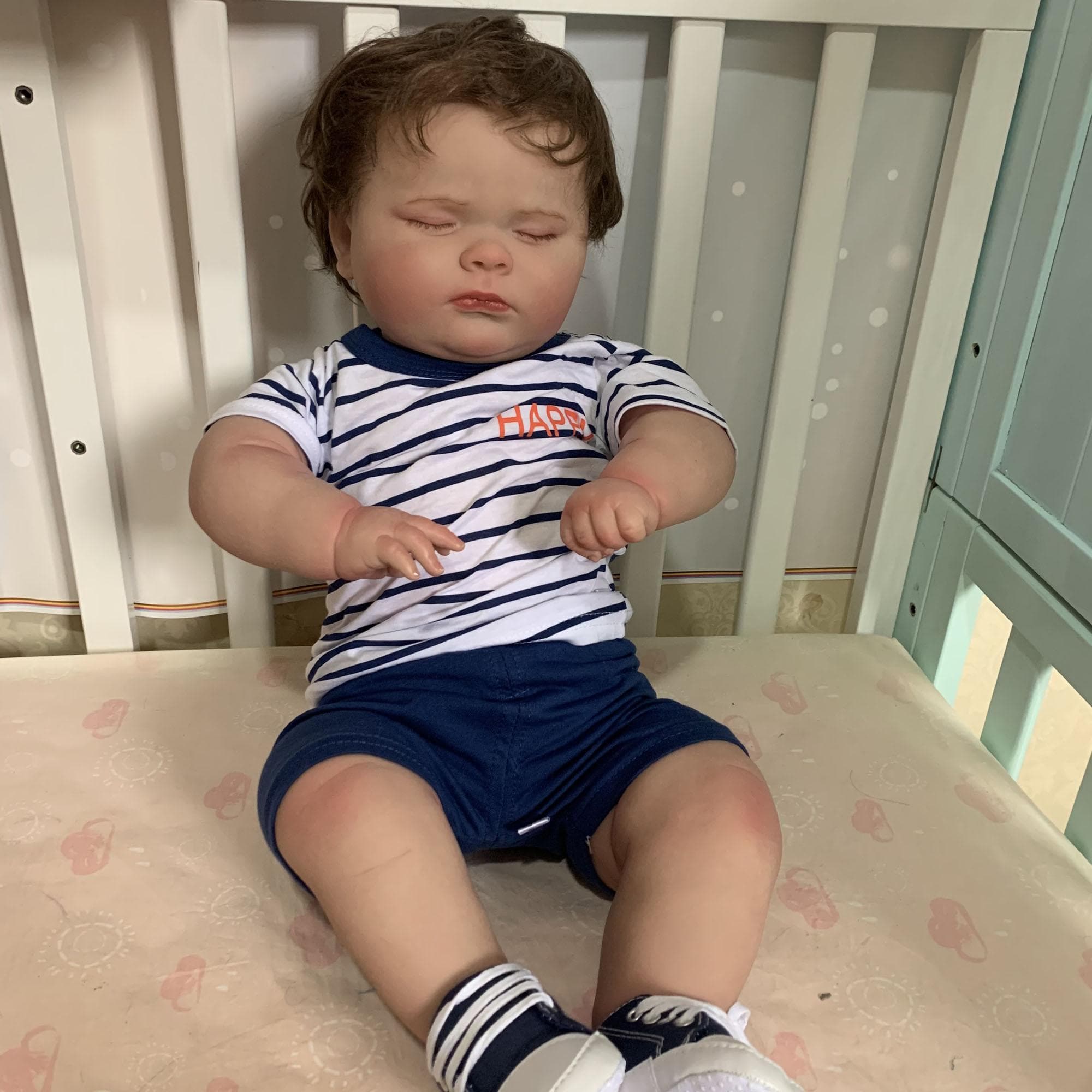60 CM Reborn Sleeping Boy Baby 3D Skin Soft Silicone For Girl Cloth Body Doll With Vascular Vein Like Real Bebe Art