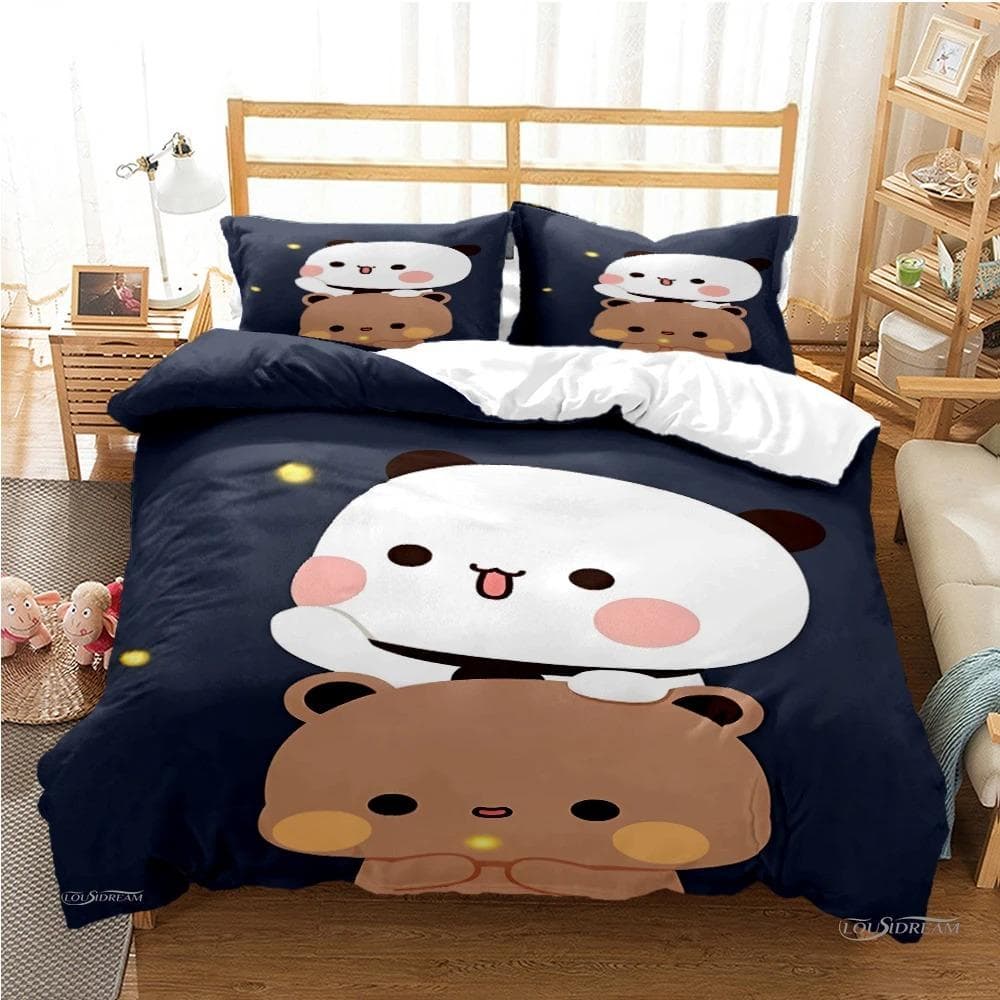 Cute Bubu Dudu Cartoon Bear Panda Duvet Cover kawaii Bedding sets Soft Quilt Cover and Pillowcases Single_Double_Queen_King Kid 70x133cm 2pcs