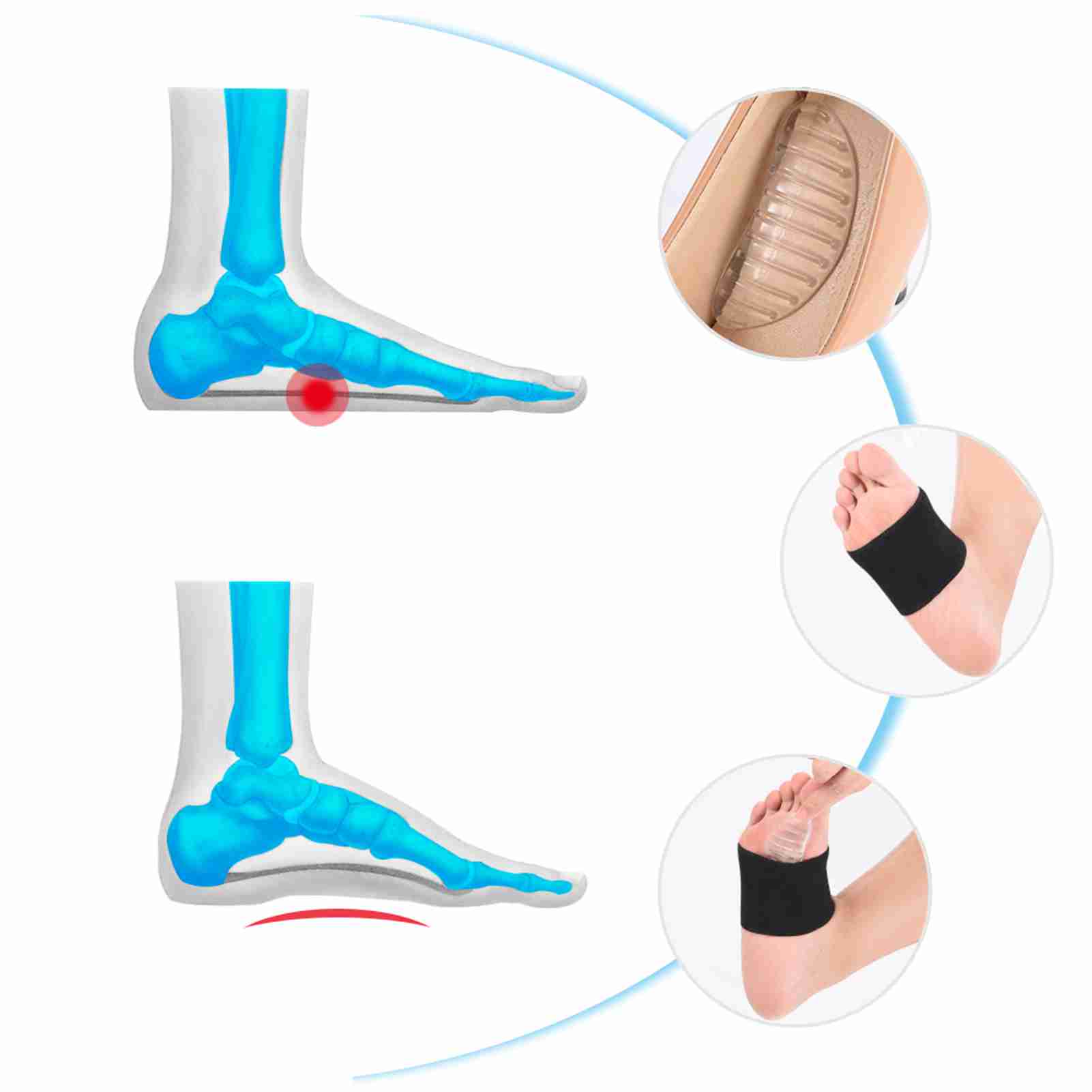 Foot Arch Support Sleeves Breathable Lightweight Elastic Arch Support Cushion
