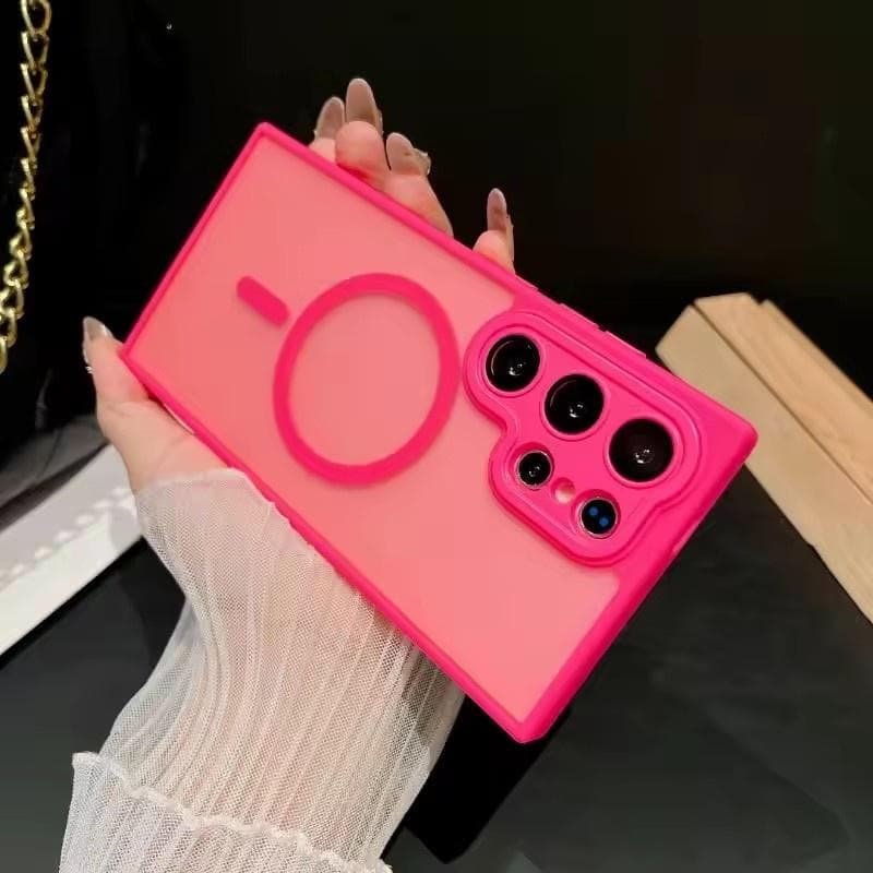Magnetic Premium Matte Case For Samsung Galaxy S25 S24 S23 Ultra Plus FE Magsafe Wireless Charging Shockproof Protection Cover Samsung S24 Ultra Rose