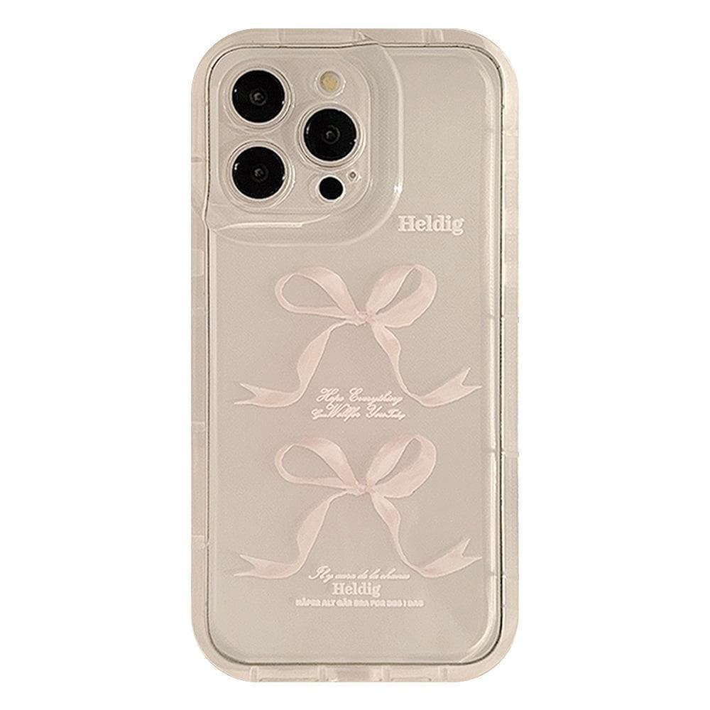 Girls Pink Ribbon Bow Suitable for Apple 15promax Mobile Phone Case Iphone1/14p/16 iPhone 14 Pro Max