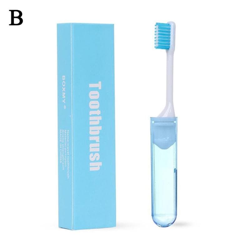 Foldable Folding Travel Toothbrush Camping Hiking Outdoor Portable Sanitary A7R6 blue-One-size