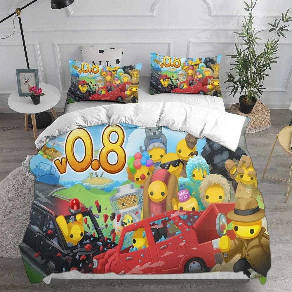 Wobbly & Life Single Bedding Set,Duvet Cover Comforter Bed Set Quilt Cover Pillowcase,King Queen Twin Size Boys Girls Adultse 135X200cm-2pcs