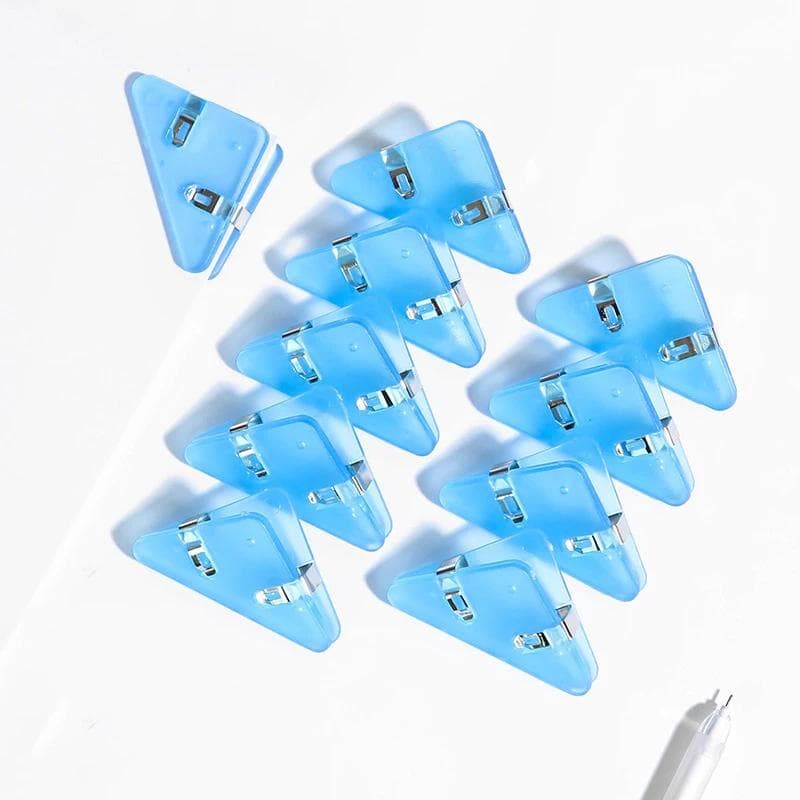 Kawaii 5pcs Triangle Corner Clips File Paper Clips File Index Photo Clamp Page Holder Korean Stationery Office Desk Organizer blue