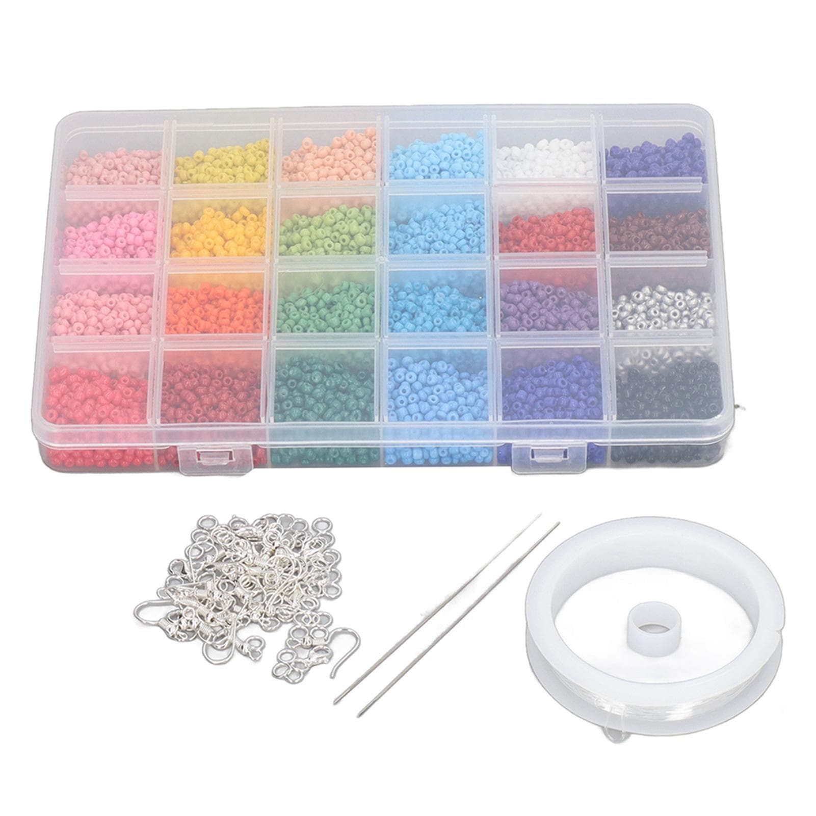 Bracelet Beads 24 Grids 2mm Vivid Colors Durable Glass Wide Application Jewelry Beads for Bracelet