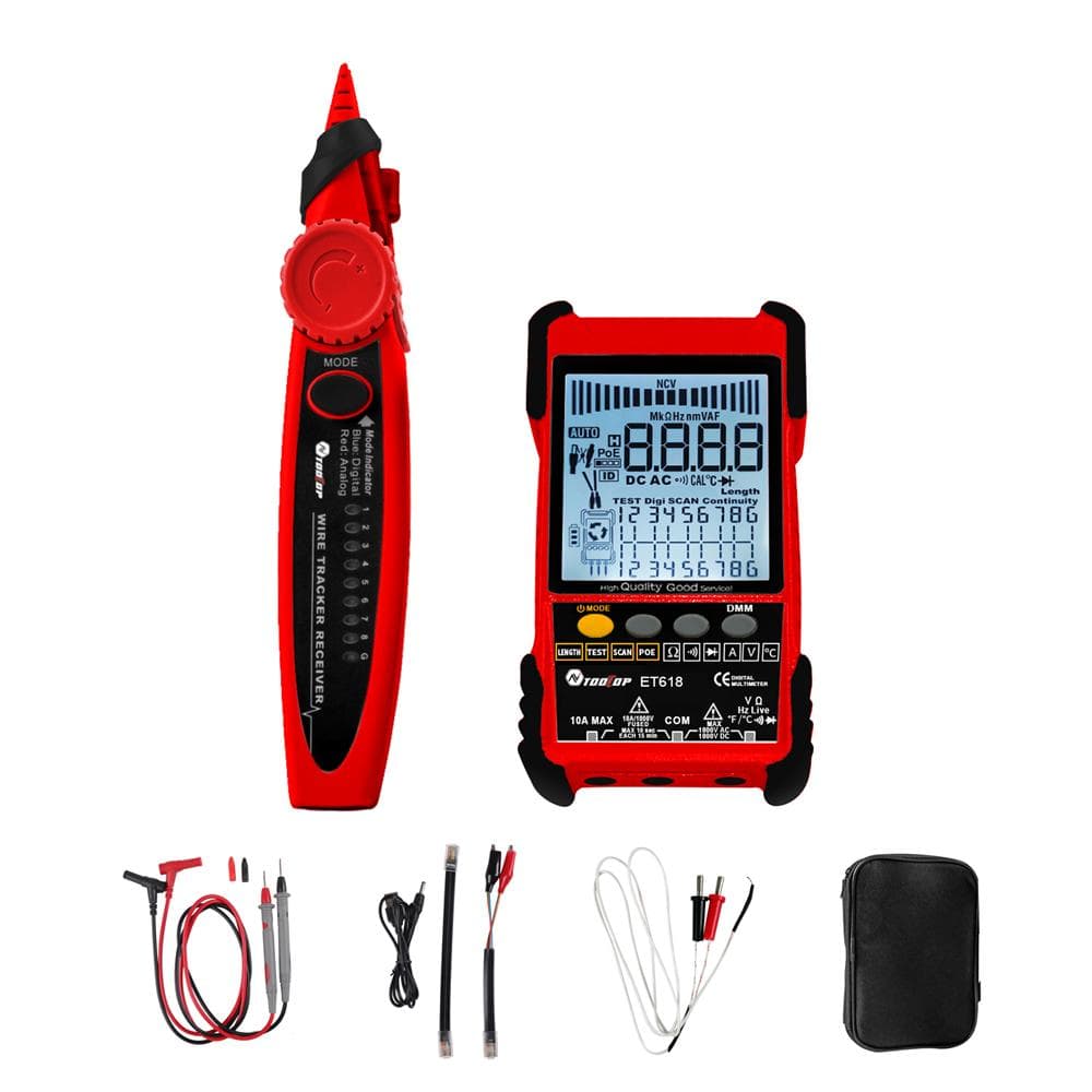 TOOLTOP ET616 Handheld Portable Cable Tester with LCD Display Analogs Digital Search POE Test Cable ET618