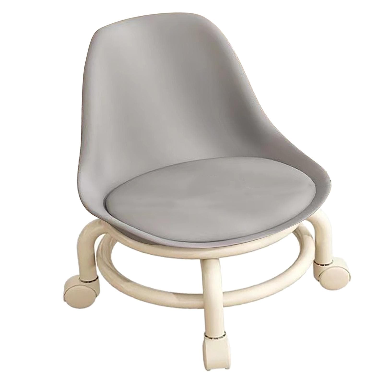 Kids Low Rolling Stool with Backrest Low Height Roller Stool with Universal Wheels Low Roller Seat grey