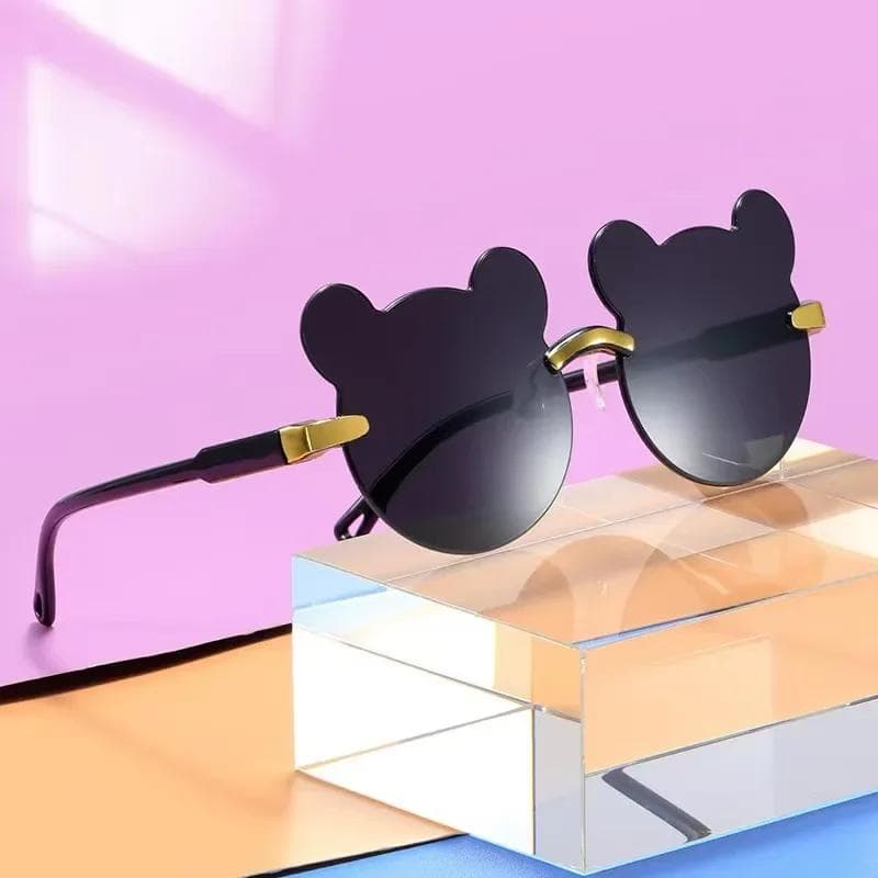 Kids Bear Shape Sunglasses UV400 Protection Cartoon Rimless Anti Glare Children Glasses for Outdoor Girls Boys