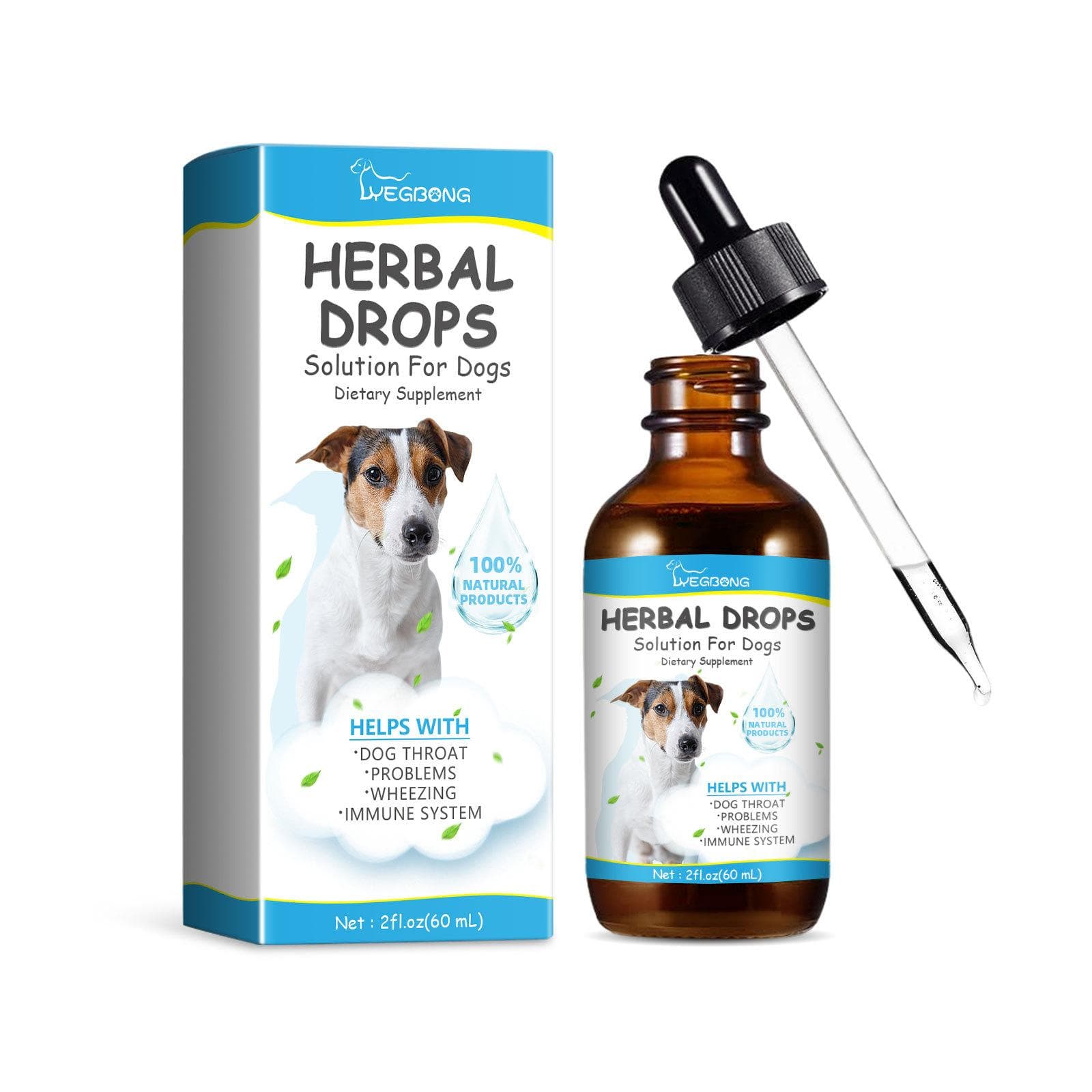 Yegbong Pet Cough Herbal Drops Relieve Pet Discomfort Pet Cough Runny Nose Care 60ml