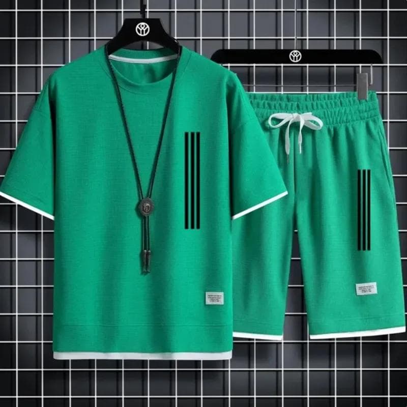 Adida New Man Tracksuits 2 Piece Short Sleeve Suits Printing T-shirt +sweatpants Sets Sutdent Casual Summer Sport Clothes XXL