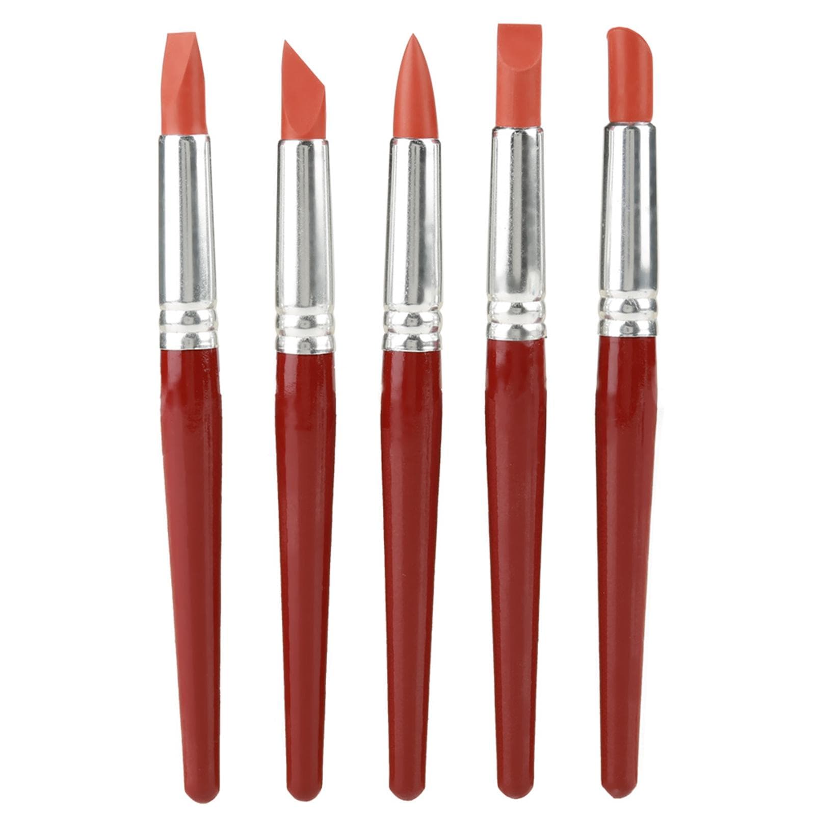 5pcs Red Large sized Rubber Tip Paint for Clay Sculpture Pottery Shaping Carving Tool