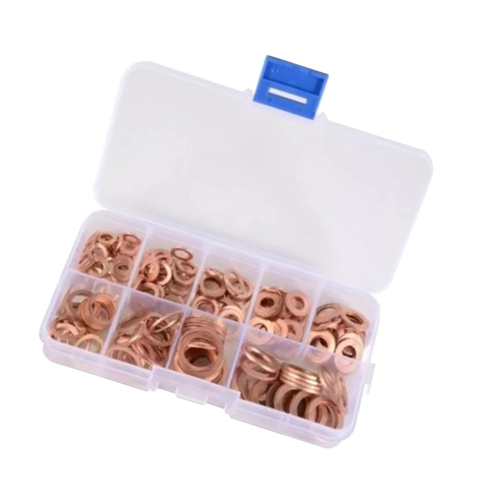 200 Pcs Flat Washers M5 M6 M8 M10 M12 M14 Copper Sealing Rings Gasket Assortment Kit
