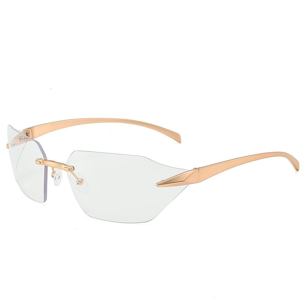 Designer Rimless Sunglasses Women Men Fashion Vintage Punk Luxury Driving Shades Trendy Sun Glasses Eyewear As the photo