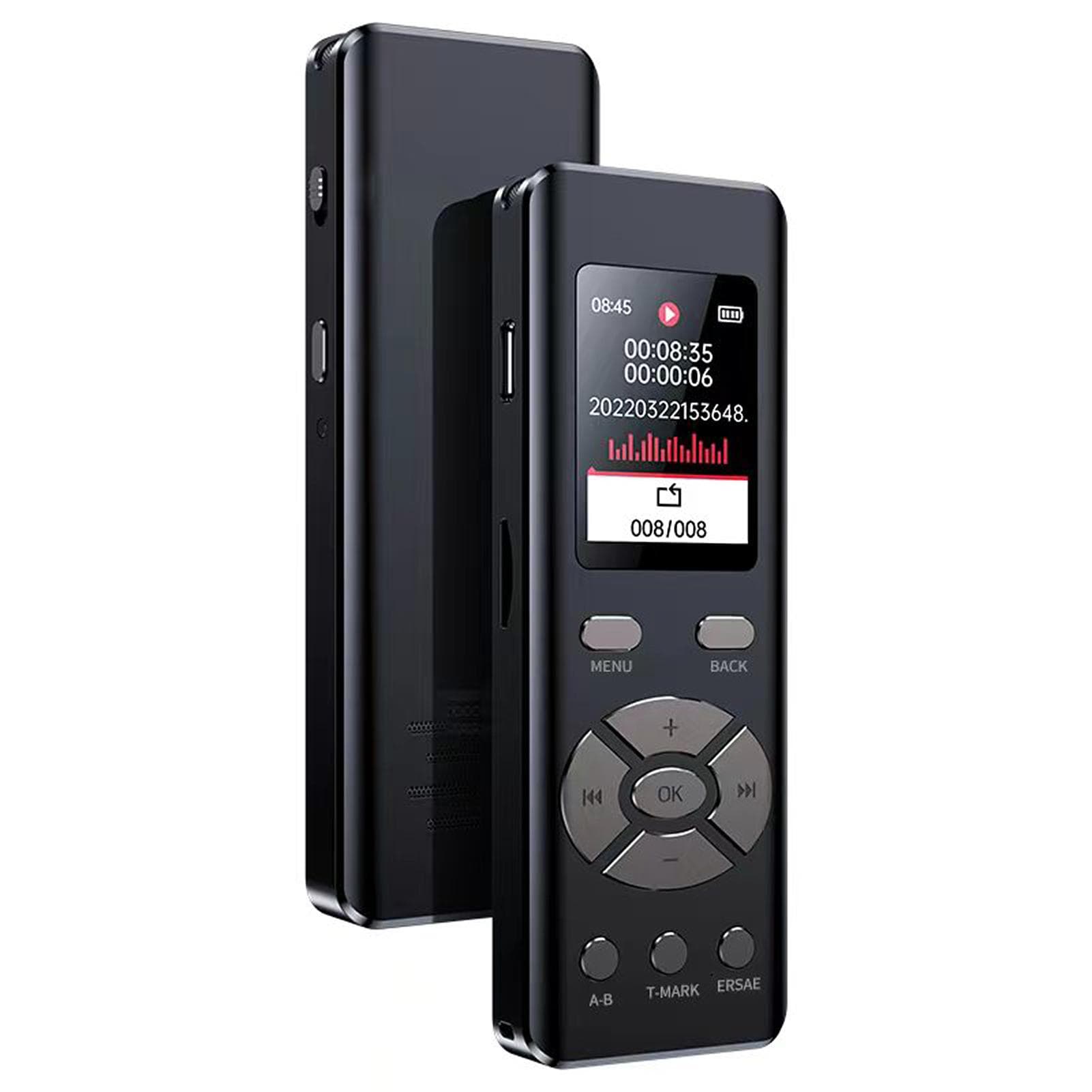Intelligent Noise Reduction Voice Recorder with Microphone High-fidelity A-B Loop Playback MP3 8GB black
