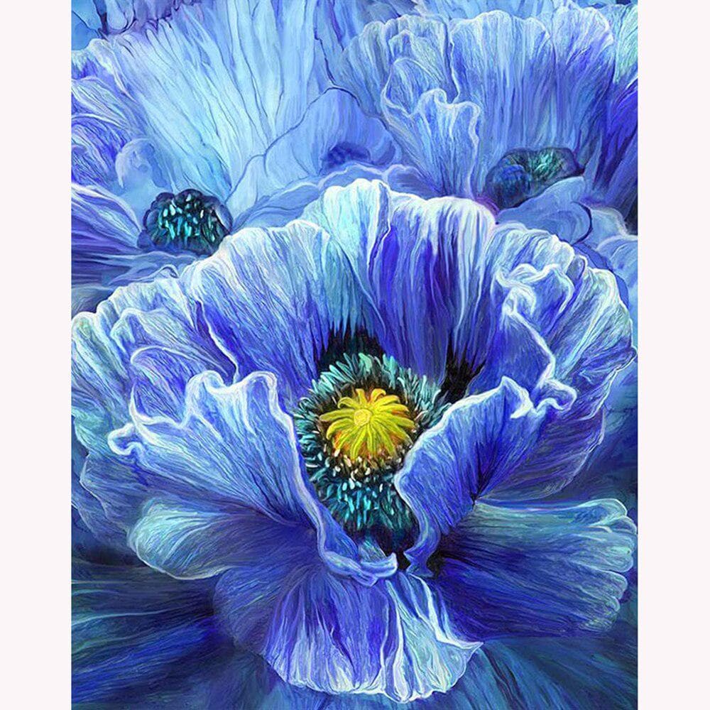 5d Diamond Painting Blue Flowers Full Drill DIY Diamond Embroidery Scenery Cross Stitch 20X30CM