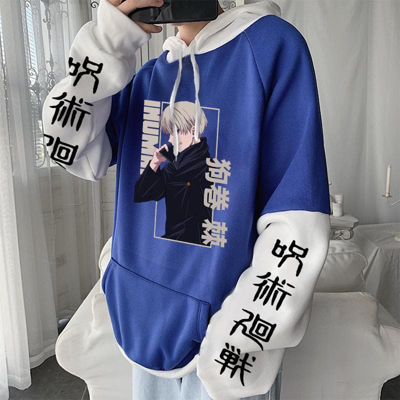 Japanese Anime Jujutsu Kaisen Inumaki Toge Cosplay Hoodie Clothes Men Women Casual Streetwear Gothic Long Sleeve Sweatshirts 4XL blue