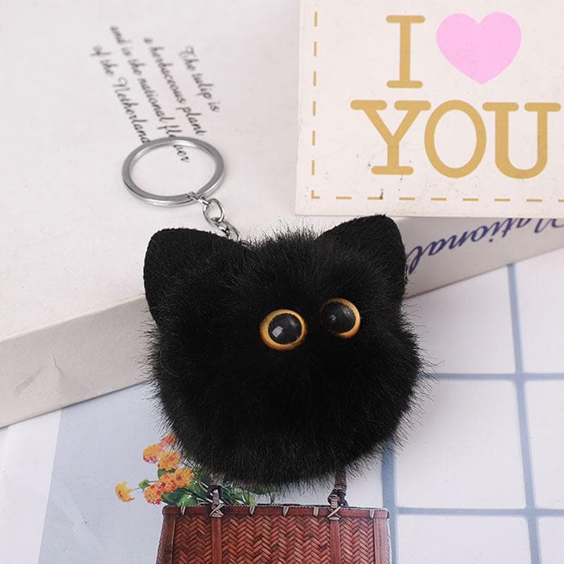 Cute Plush Black Cat Keychain Cartoon Doll Toy Pendant Keyring For Women Girls Bag Ornament Car Key Chain For Children Gifts OneSize