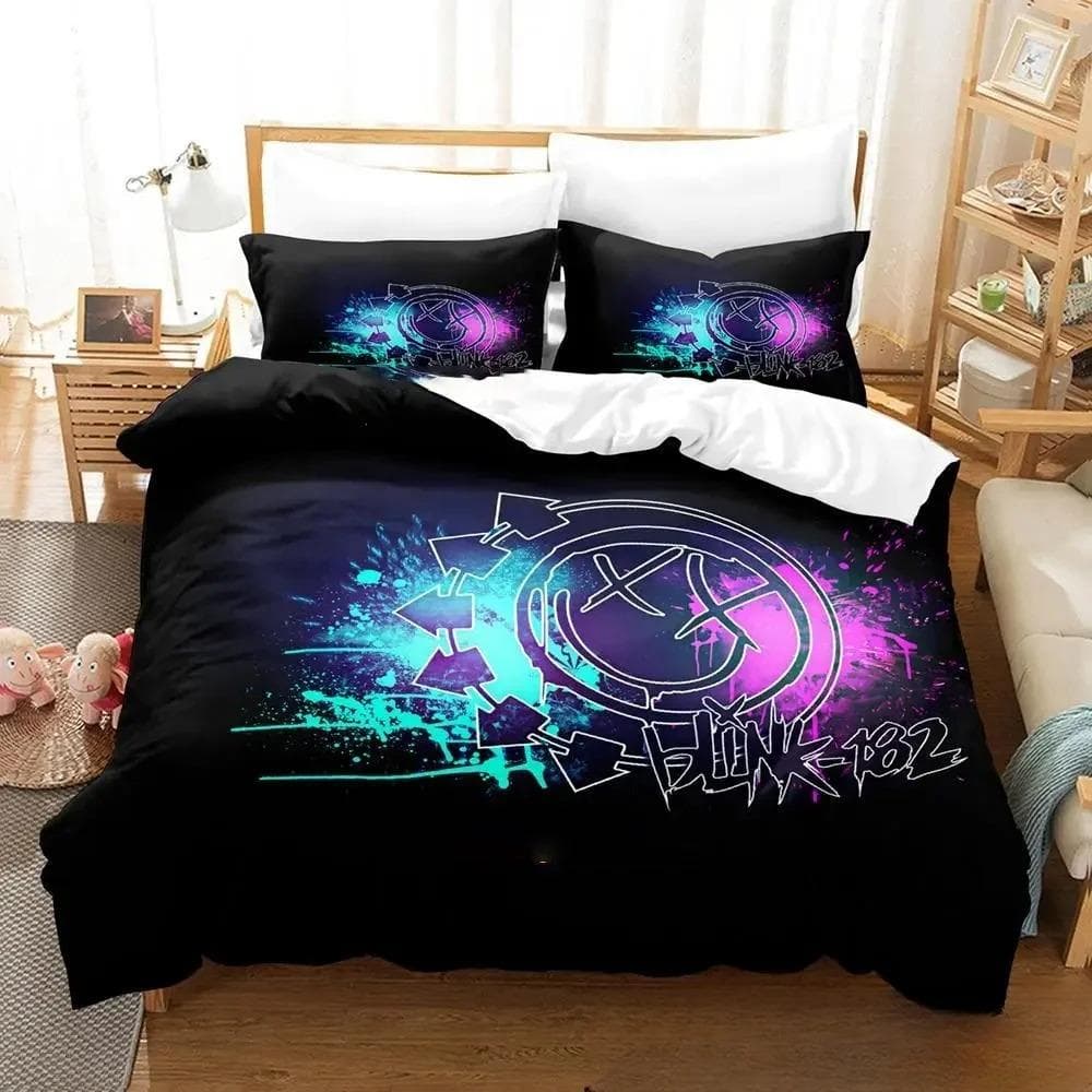3D Printed Music Band B-Blink-182 Bedding Set Boys Girls Twin Queen King Size Duvet Cover Pillowcase Bed boys Adult Home Textile US King 264x228cm
