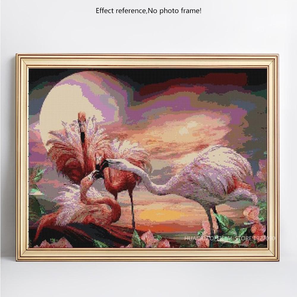 Diamond Painting Cross Stitch Flamingo Full Round Diamond Embroidery 20X30CM