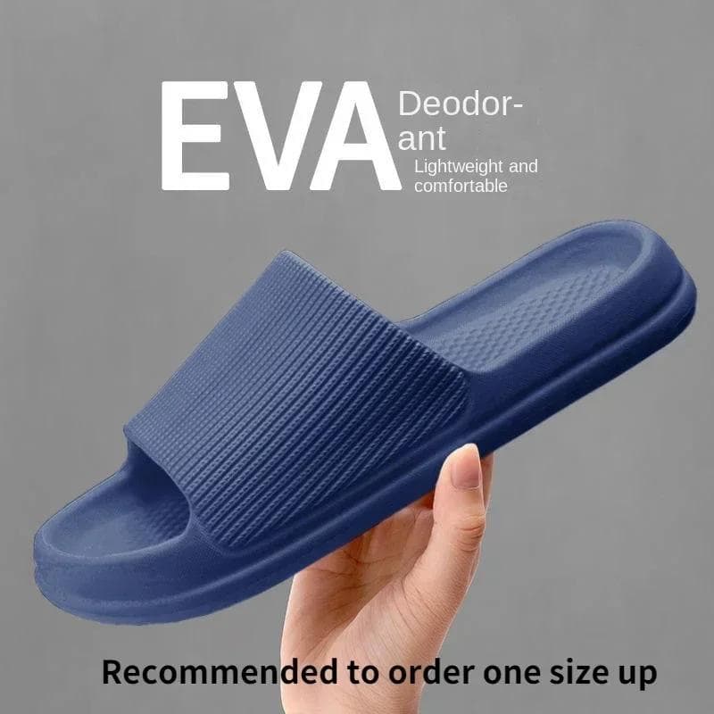 2025 Fashion Men's Women's Sandals Anti-Slip Wear-Resistant EVA Thick Sole Comfortable Home Slippers Bathroom Bath Flip-Flops 44-45 navy blue