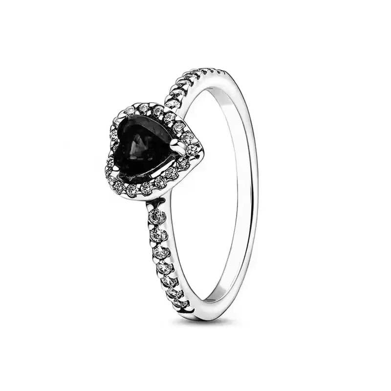 925 Sterling Silver Classic Dazzling Crown Round Hearts Ring Exquisite Women's Light Luxury Charm Ring Jewelry Gift 8&cubic zirconia