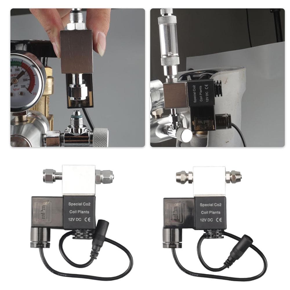 DC 12V Uscita elettrovalvola Acquario Sistema di CO2 Regolatore Valvola double head-US plug