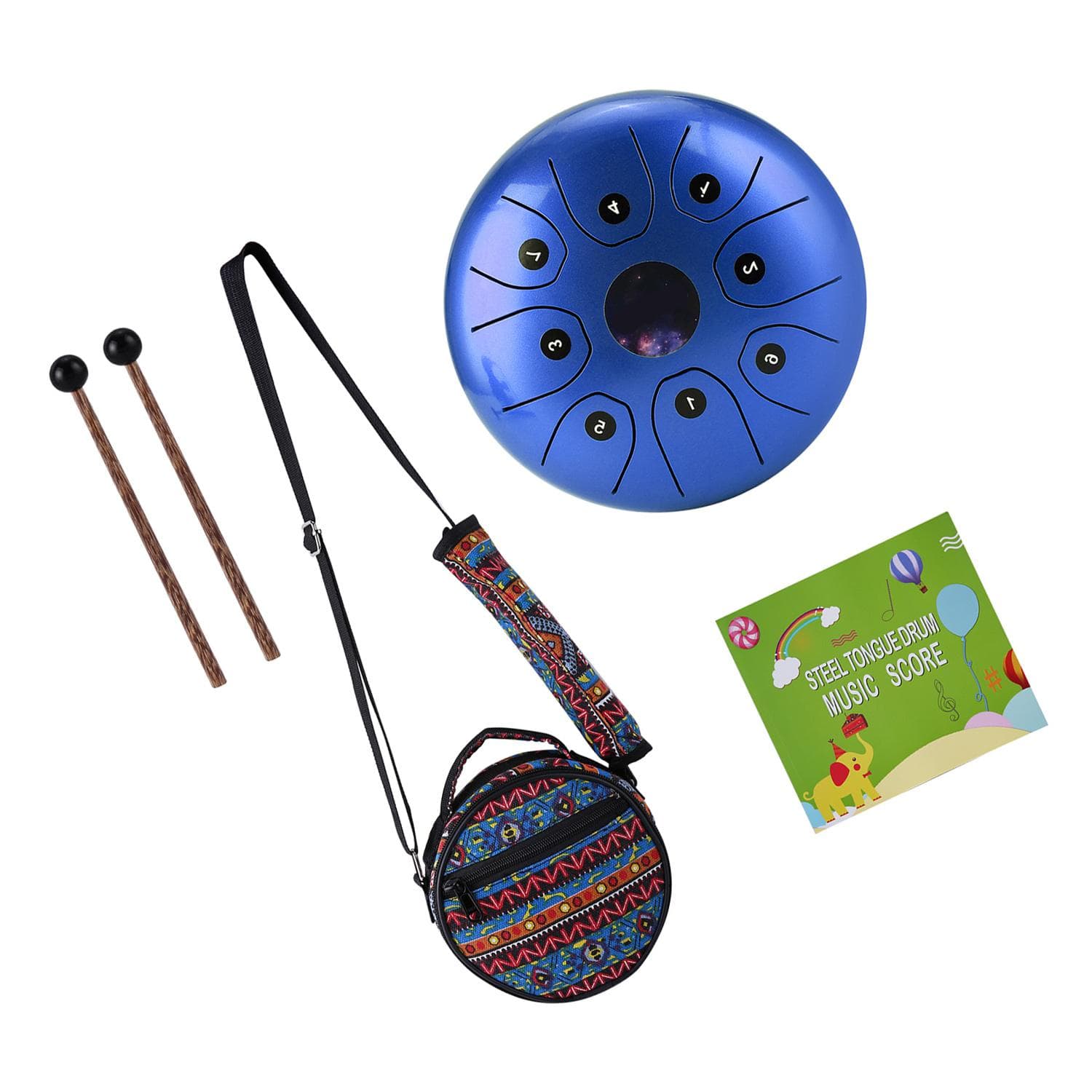 5.5 Inches Mini Steel Tongue Drum 8 Notes CKey Handpan Drum Steel Pocket Drum Percussion blue