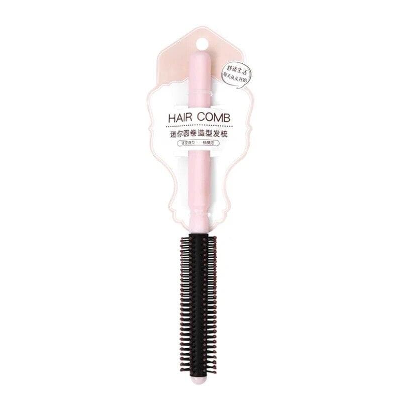 Mini Round Roll Style Hair Comb Professional Detangling Hair Brush Anti Static Scalp Massage Combs Barber Home Hair Styling Tool pink