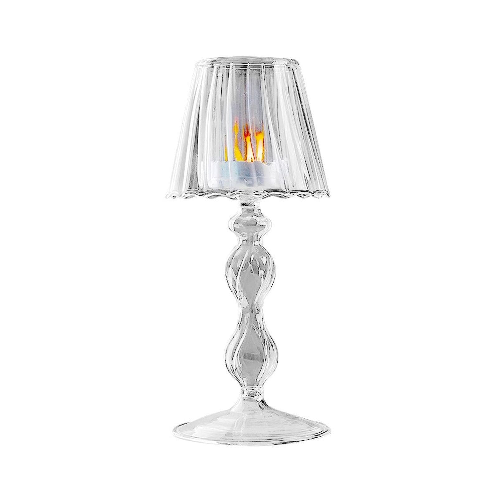 Glass Candle Holder Tansparent Table Lamp Shape Candlestick Holder for Din