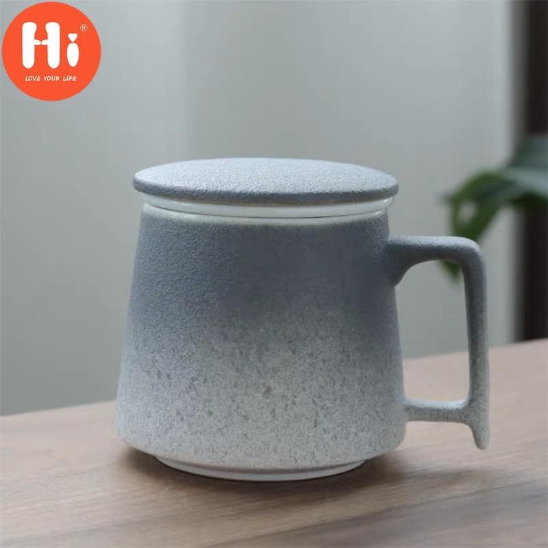 Ceramic Strainer Tea Mug with Lid and Filter Creative Porcelain Teacup Office Water Separation Cup Simple Home Drinkware Gift