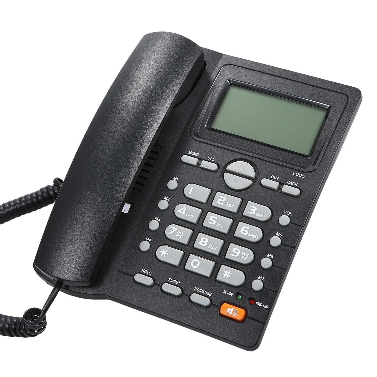 Desktop Corded Telephone Landline Telephone with Caller Identification LCD Screen Adjustable black