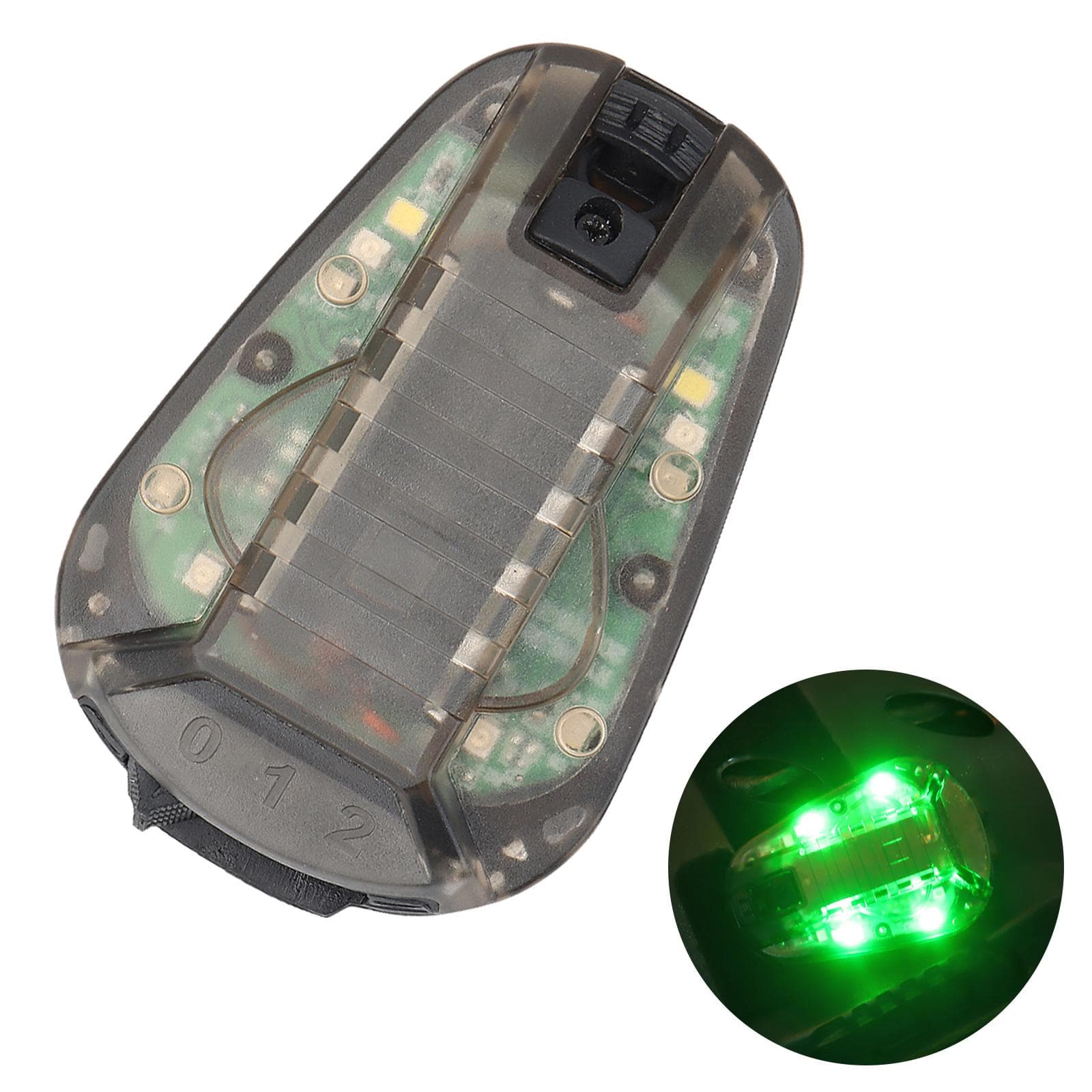 Helmet Strobe Light Water Resistant Helmet-mounted Lamp Survival Safety Flash Light For Outdoor Black Shell---Green Light