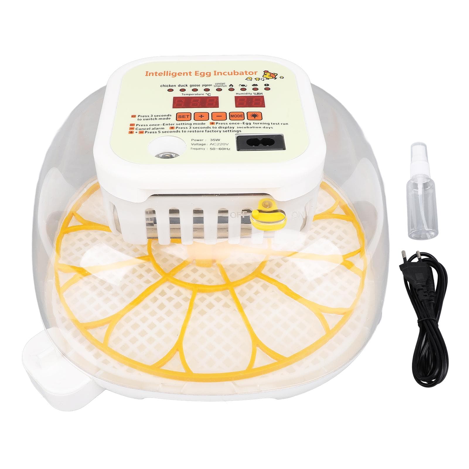 12 Egg Incubator LED Display Temp Control Automatic Turning Multifunctional for Chickens Quail Eggs