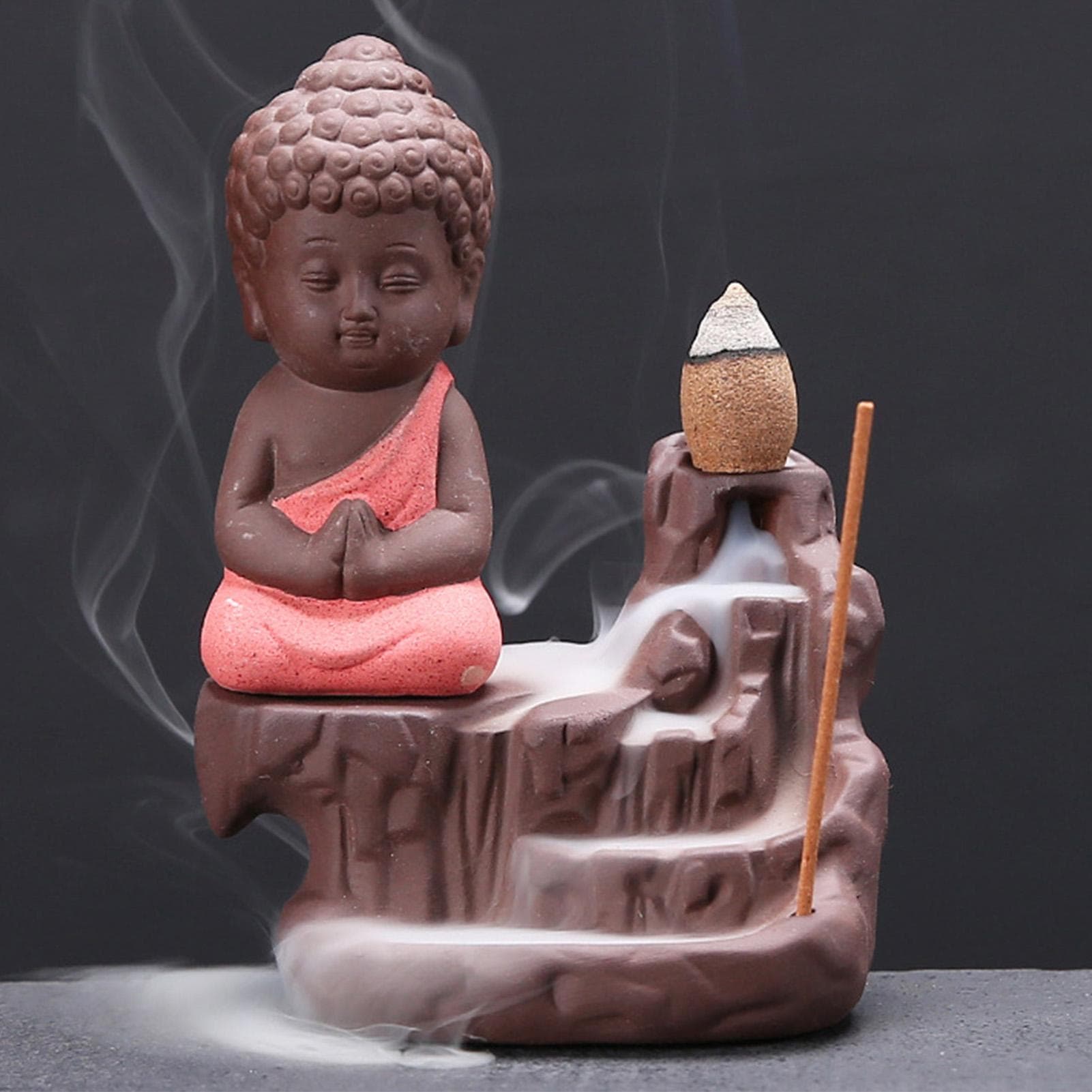 Backflow Incense Burners Cute Appearence Ceramic Home Decoration Ornament for Bedroom Tea Room red