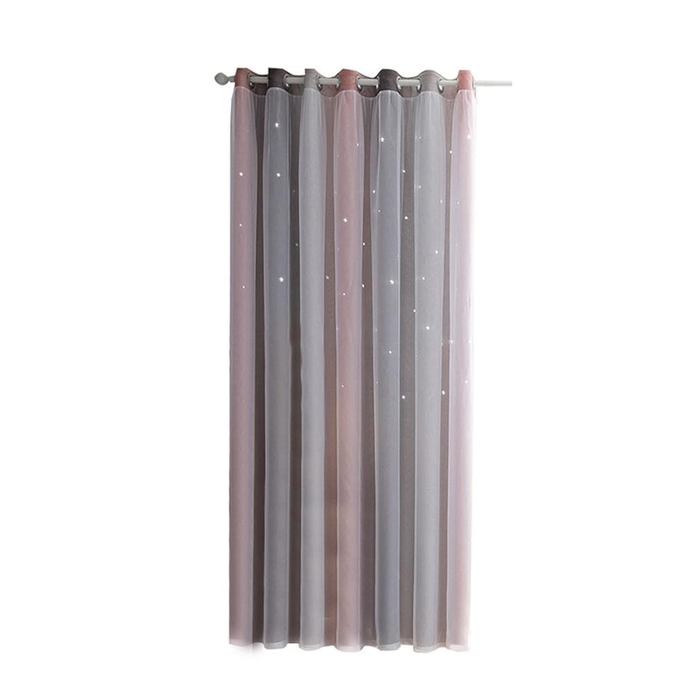 1PC Star Curtain Blackout High Precision Curtains for Kids Girls Bedroom Living Room Colorful 53" x 95 grey
