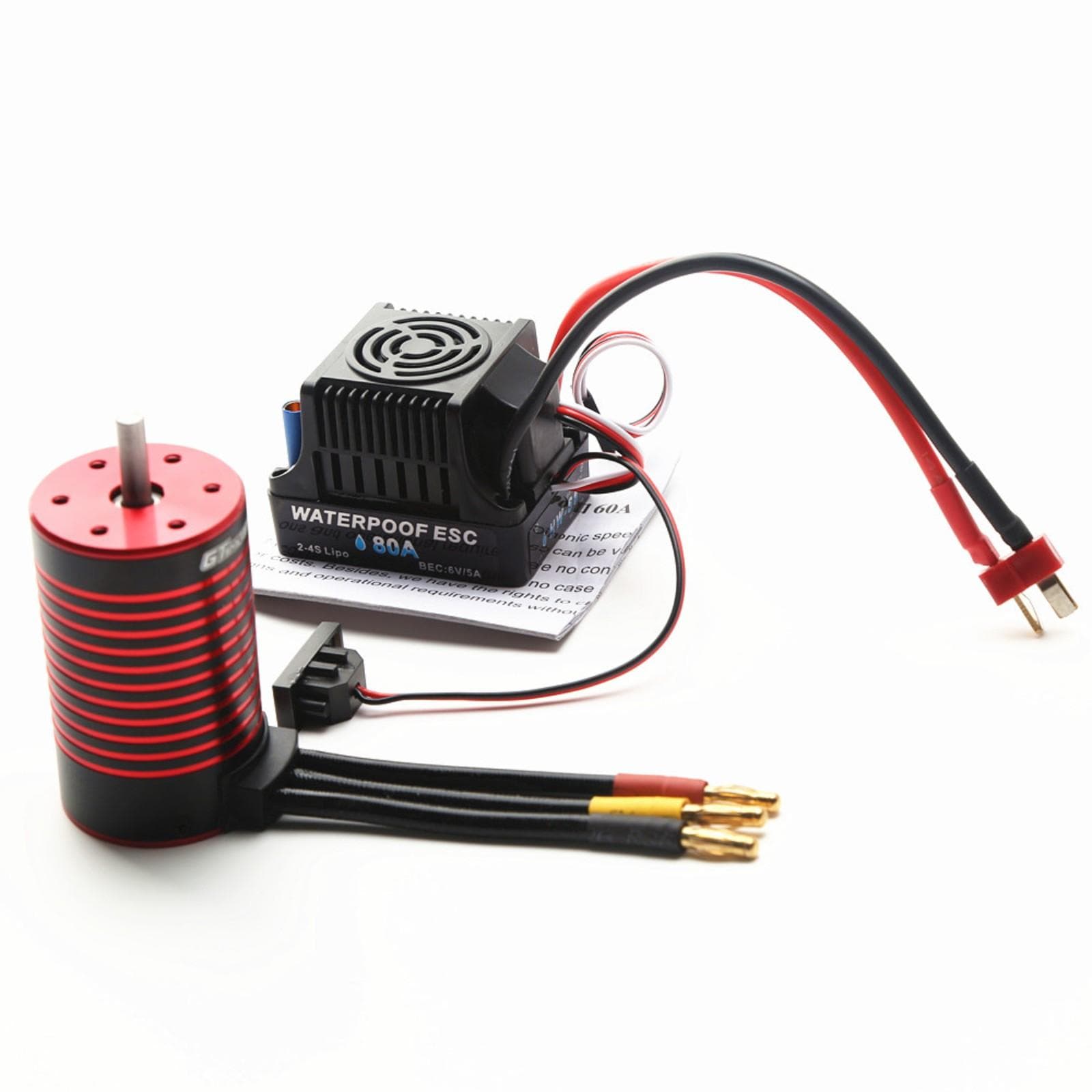 GTSKYTENRC waterproof 3660 Brushless Motor 4200KV with 80A Brushless ESC for Trax4 Remote Control 4200KV black